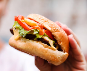 hamburger in the hand