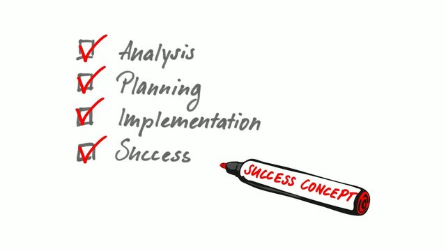 Check Analysis Planning  Implementation Success line drawing 