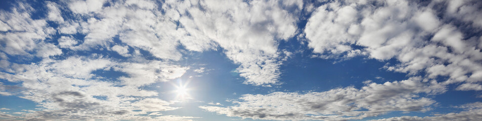 panorama of blue sky with clouds