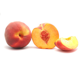 Fototapeta na wymiar Peaches on a white background