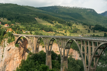 Old big bridge in Durdevica and fantastic view Tara 