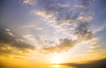 Sky background and sea on sunset.