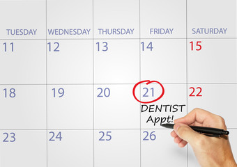Dentist Appt. appointment date on calendar