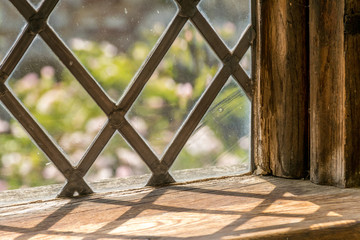 Leaded light window sill from period building