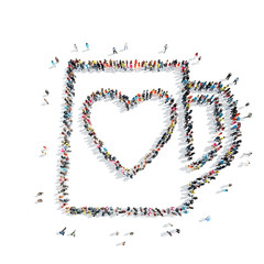 people in the shape of a circle, heart.