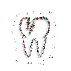 people in theshape of a tooth, dentistry.