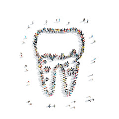 people in theshape of a tooth, dentistry.