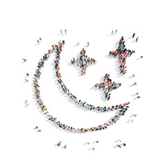 people in the shape of moon.