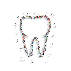 people in theshape of a tooth, dentistry.