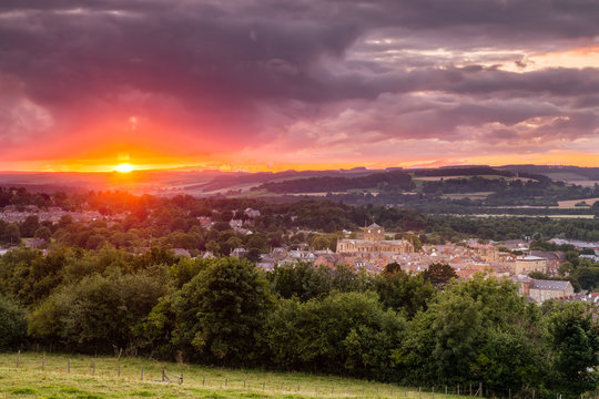 The Sun sets over Hexham