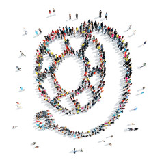 people in the shape of a life buoy, rescue