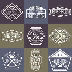 Obraz premium Gun shop logotypes and badges vector set
