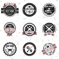 Gun shop logotypes and badges vector set - 88405033