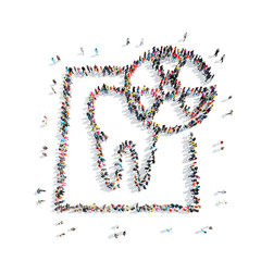 people in theshape of a tooth, dentistry.