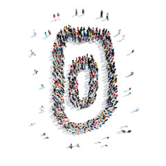 people in the shape of a zero figure, cartoon