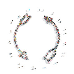 people in the shape of an arrow.