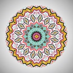 Ornamental round geometric pattern in aztec style