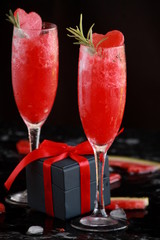 prosecco and watermelon romantic drink