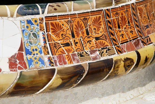 Park Güell, Barcelona, Spanien, Katalonien, Antoni Gaudí, Gaudi, Städtereise, Mosaik