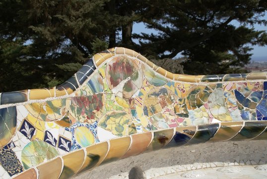 Park Güell, Barcelona, Spanien, Katalonien, Antoni Gaudí, Gaudi, Städtereise, Mosaik