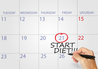 Start diet!!! appointment date on calendar