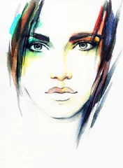 Wandcirkels Aquarel portret woman portrait .abstract watercolor   © Anna Ismagilova