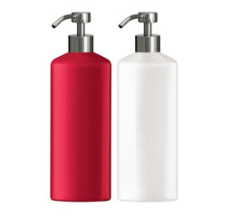 Plastic bottles shampoo isolated on white background