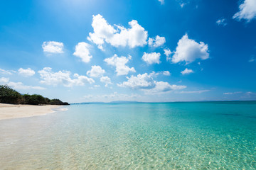Fototapeta na wymiar Beautiful sea and the white beach, Okinawa, Japan