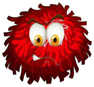 Angry Face On Red Pom Pom