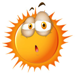 Bright sun with sleepy face