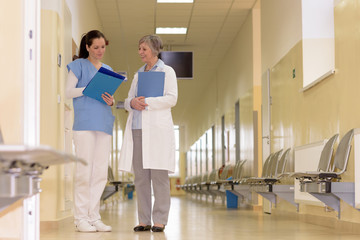 Doctors in hospital corridor