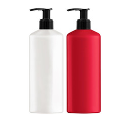 Plastic bottles shampoo isolated on white background