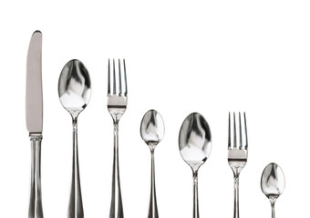 fork ,knife and spoon on a white background