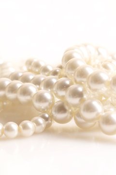 Pile of pearl on the white background