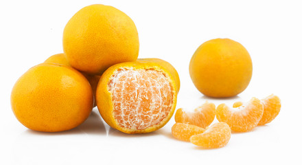 Tangerine or mandarin fruit isolated on white background