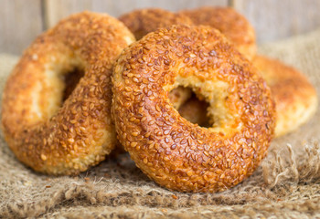 SIMIT, a traditional Turkish round Bagel with sesame seeds