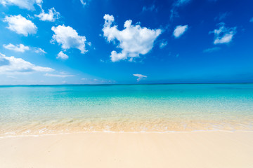 Fototapeta na wymiar Beautiful sea and the white beach, Okinawa, Japan