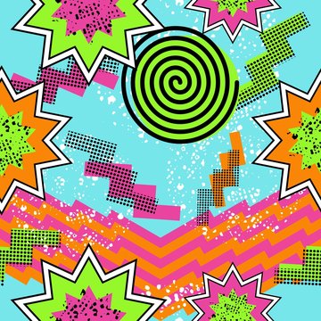 Retro 80s comic pattern background