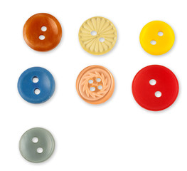 Set of colorful sewing buttons isolated on white background