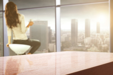 woman window and background of table 