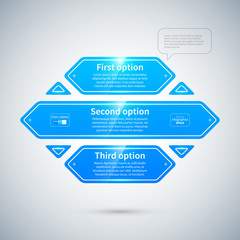 Blue glossy design layout with different options.