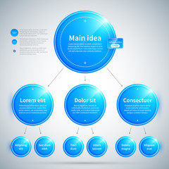 Organization chart with colorful glossy elements. Useful for presentations or advertising.