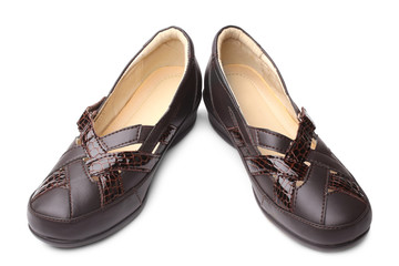 Brown leather women shoes