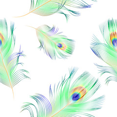 vector peacock feather seamless pattern