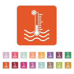 The cold water temperature icon. Icy liquid symbol. Flat