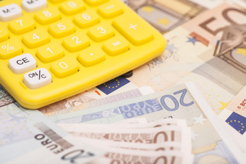 Calculator with Euro notes