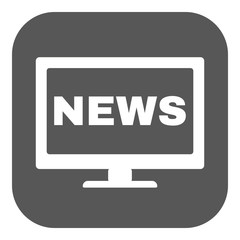 The tv news icon. Television and telly, telecasting, broadcast symbol. Flat