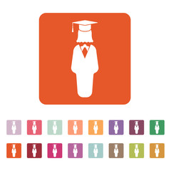 The student girl icon. School and academy, college, education symbol. Flat