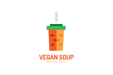 Vegan eco soup pack logo icon. Nature product, food symbol or