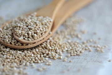 Whole Grain Quinoa on Bamboo Spoons
